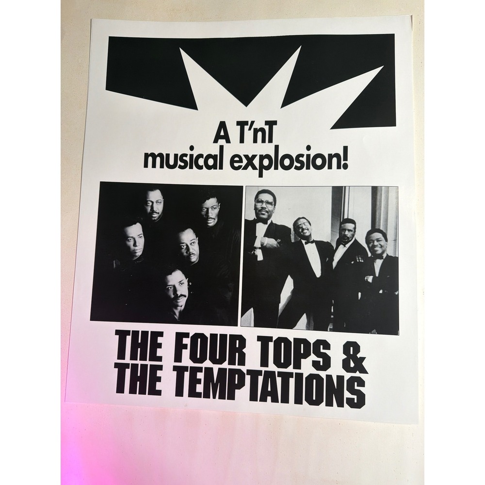 Vintage The Four Tops & The Temptations Poster Unisex 23x19 Black White